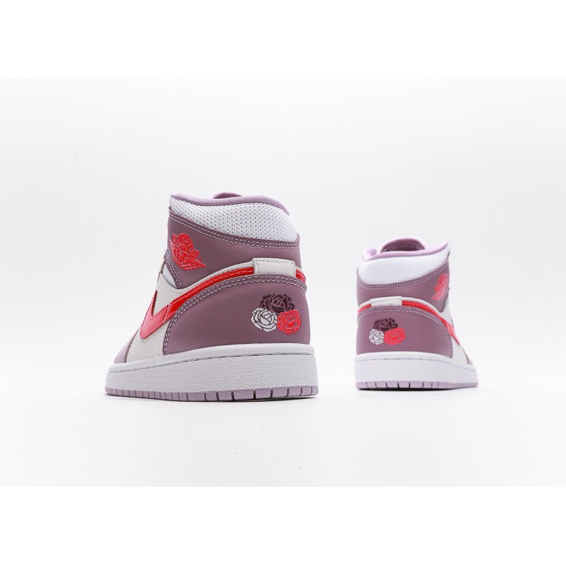 NIKE Air Jordan AJ1 new color matching AJ1 pink purple Valentine's Day non-slip wear-resistant middle help retro basketball shoes men and women DR0174-500